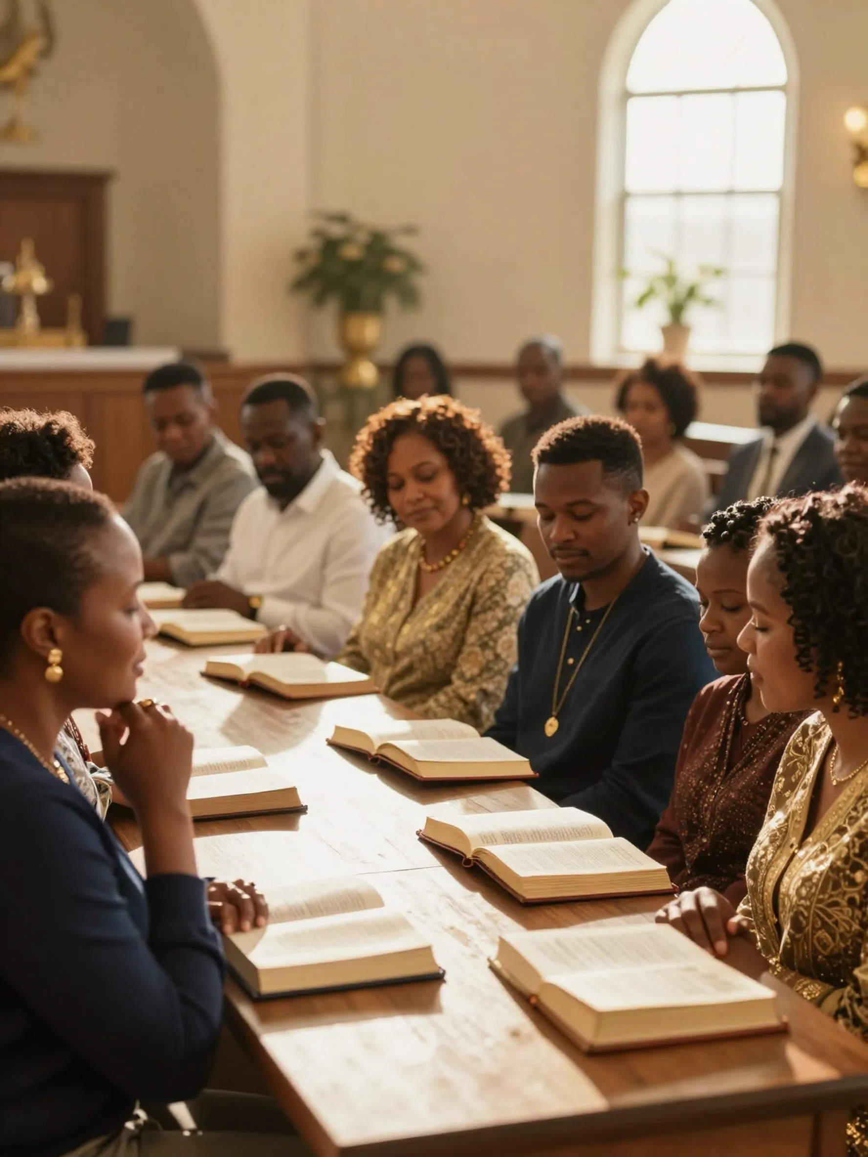 Families gathering together in faith